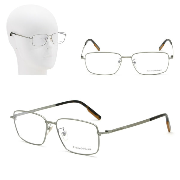 ゼニア フレームのみ ZEGNA EZ5213-D/V 012 56 Ermenegildo Zegna エルメネジルド・ゼニア サテンシルバー メガネ 眼鏡 ノーズパッド