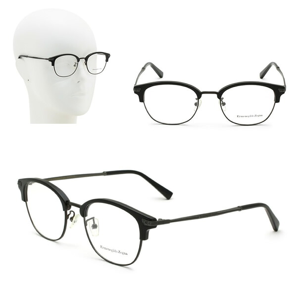 ゼニア フレームのみ ZEGNA EZ5088-D/V 001 51 Ermenegildo Zegna エルメネジルド・ゼニア メガネ 眼鏡 アジアンフィット ブラック｜marcoplus