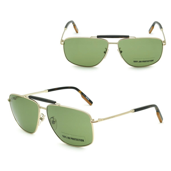 ゼニア サングラス ZEGNA EZ0160-D/S 32N 62 Ermenegildo Zegna エルメネジルド・ゼニア ノーズパッド UVカット メンズ ゴールド グリーン
