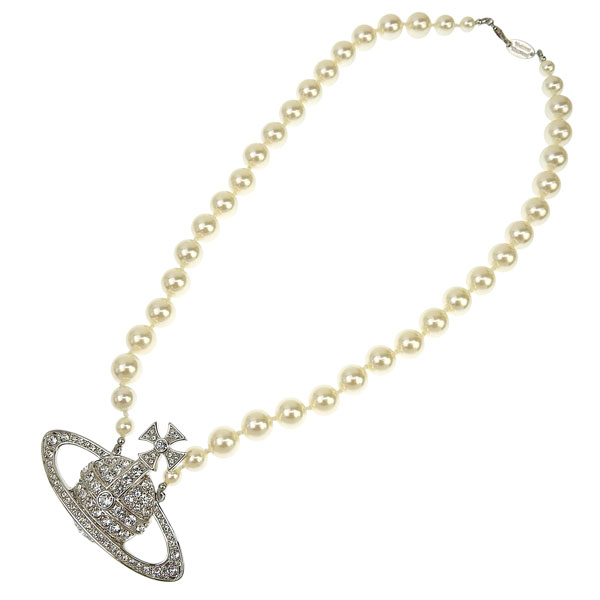 ヴィヴィアンウエストウッド Vivienne Westwood ネックレス アクセサリー ペンダント プラチナム MAN.BAS RELIEF PEARL NECKLACE 63010099 02P104 シルバー