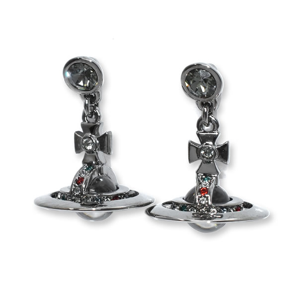 Vivienne Westwood ピアス NEW DIAMANTE HEART 6201033K New Diamante Heart Earrings in PLATINUM-BLACK-DIAMOND