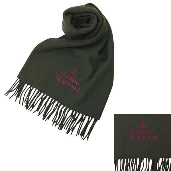 ヴィヴィアンウエストウッド マフラー Vivienne Westwood 25-W00Q7-M411 DARK GREEN ダークグリーン レディース メンズ マフラー｜marcoplus