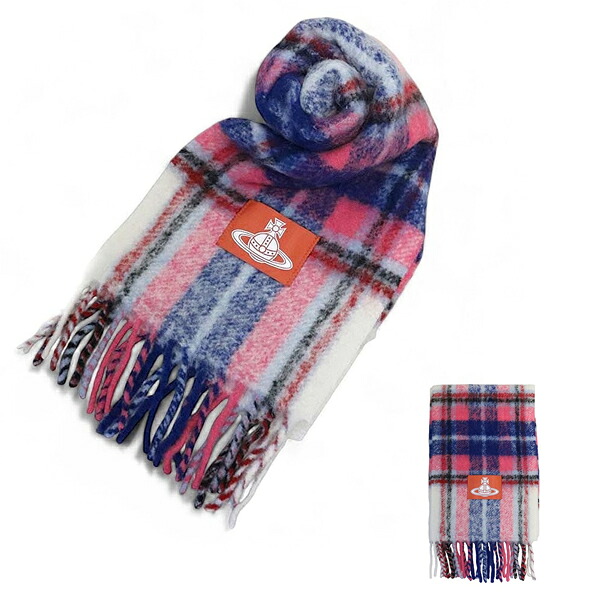 ヴィヴィアンウエストウッド マフラー Vivienne Westwood CHUNKY TARTAN 8103014F-W01BM-G401 PINK ピンク ユニセックス｜marcoplus