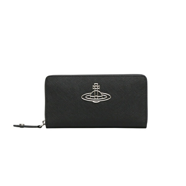 ヴィヴィアンウエストウッド VIVIENNE WESTWOOD ラウンドジッパー長紙入れ SAFFIANO THIN LINE ORB 51050003-l001n-n402 ユニ一発やる 黒いこと