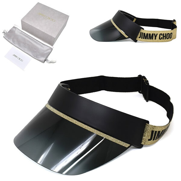 ジミーチュウ JIMMY CHOO CALIX 2M2 CALIX 20 サンバイザー レディース ユニ一発やる 薄墨色グラデーション ゴールドグリッター