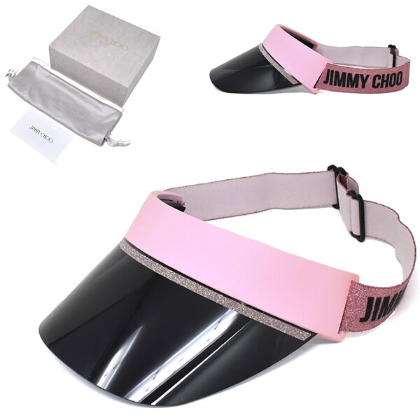 ジミーチュウ JIMMY CHOO CALIX 35J CALIX 20 サンバイザー レディース ユニ一発やる 薄墨色 ピンクグリッター
