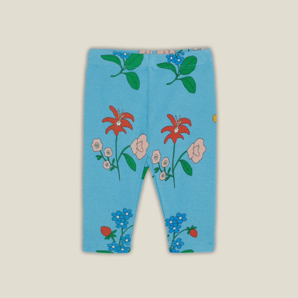 campamento カンパメント レギンス スパッツ パンツ リブ素材 ストレッチ 花柄 子供 春夏 春 夏 ベビー キッズ 赤ちゃん 出産祝い ギフト スペイン ブランド 海外子供服 上質 子供用 0歳 1歳 2歳 70cm 80cm 90cm 女の子 お洒落 青