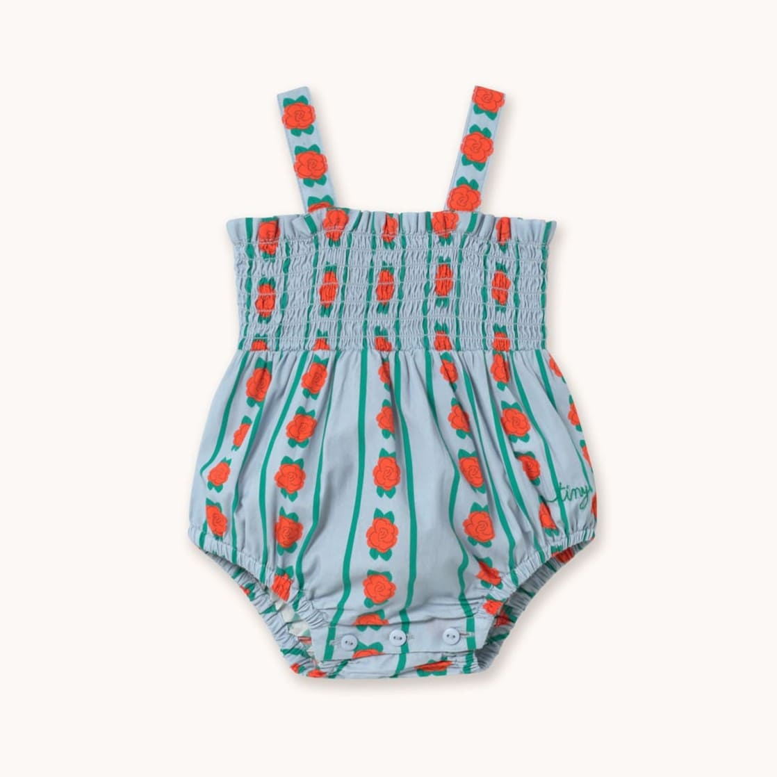 タイニーコットンズ tinycottons ロンパース ばら ローズ ブルー ベビー 子供 コットン 綿 赤ちゃん 出産祝い ギフト スペイン インポート 海外子供服 春夏 ベビー服 上質 子供用 0歳 1歳 2歳 女の子 男の子 新作｜MARGO