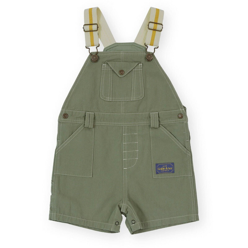 Goldie&Ace オーストラリア オーバーオール ひざ丈 ハーフパンツ デニム グリーン 緑 春夏 春 夏 ベビー キッズ 赤ちゃん 子供 出産祝い インポート 海外子供服 ベビー服 上質 子供用 子供服 1歳 2歳 3歳 4歳 5歳 80 90 100 110 女の子 男の子 80cm 90cm 100cm 110cm