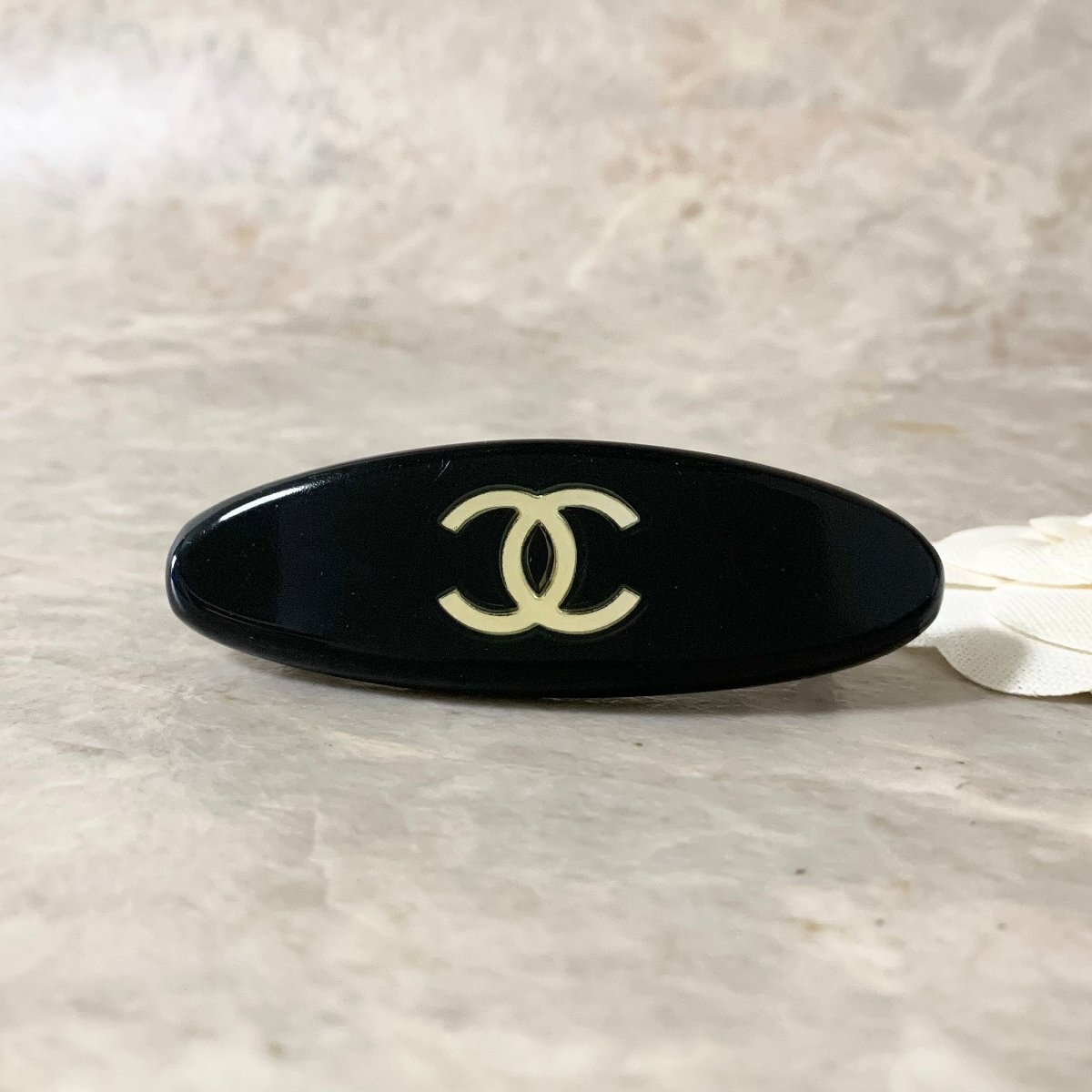 【中古】CHANEL バレッタ ココマーク プラスチック アイボリー ブラック シャネル ココマーク バレッタ プラスチック ブラック