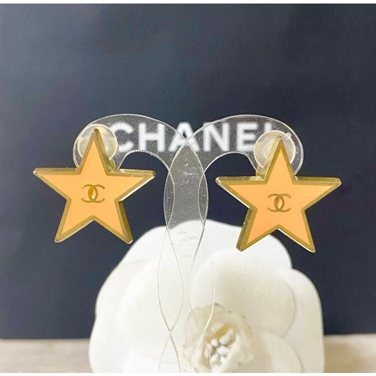 CHANEL シャネル イヤリング ココマーク スター 星 オレンジ ゴールド ロゴ 金 【中古】｜BrandJewelry マリクルーズ