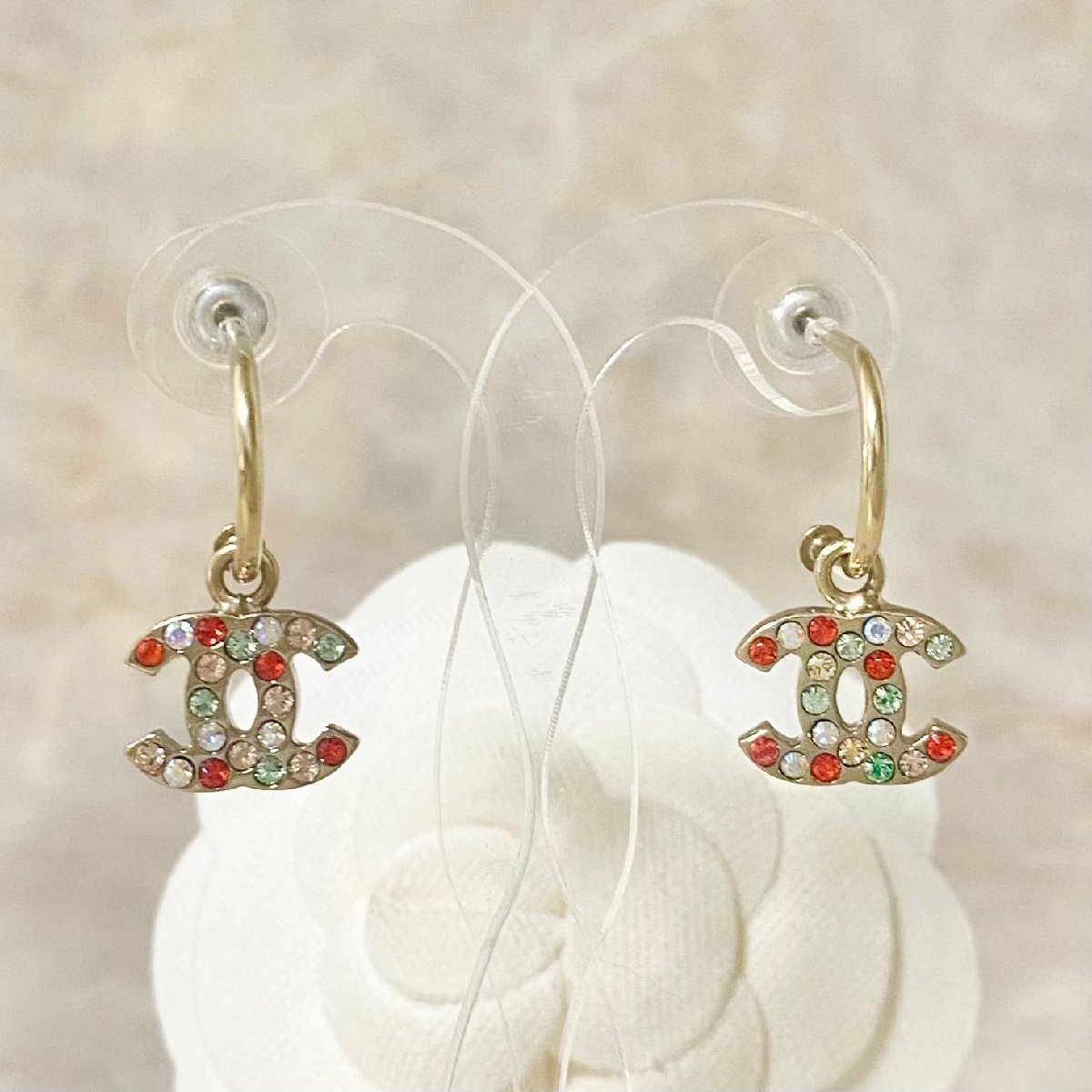 楽天市場】シャネル CHANEL ピアス クリップ フープ ココ
