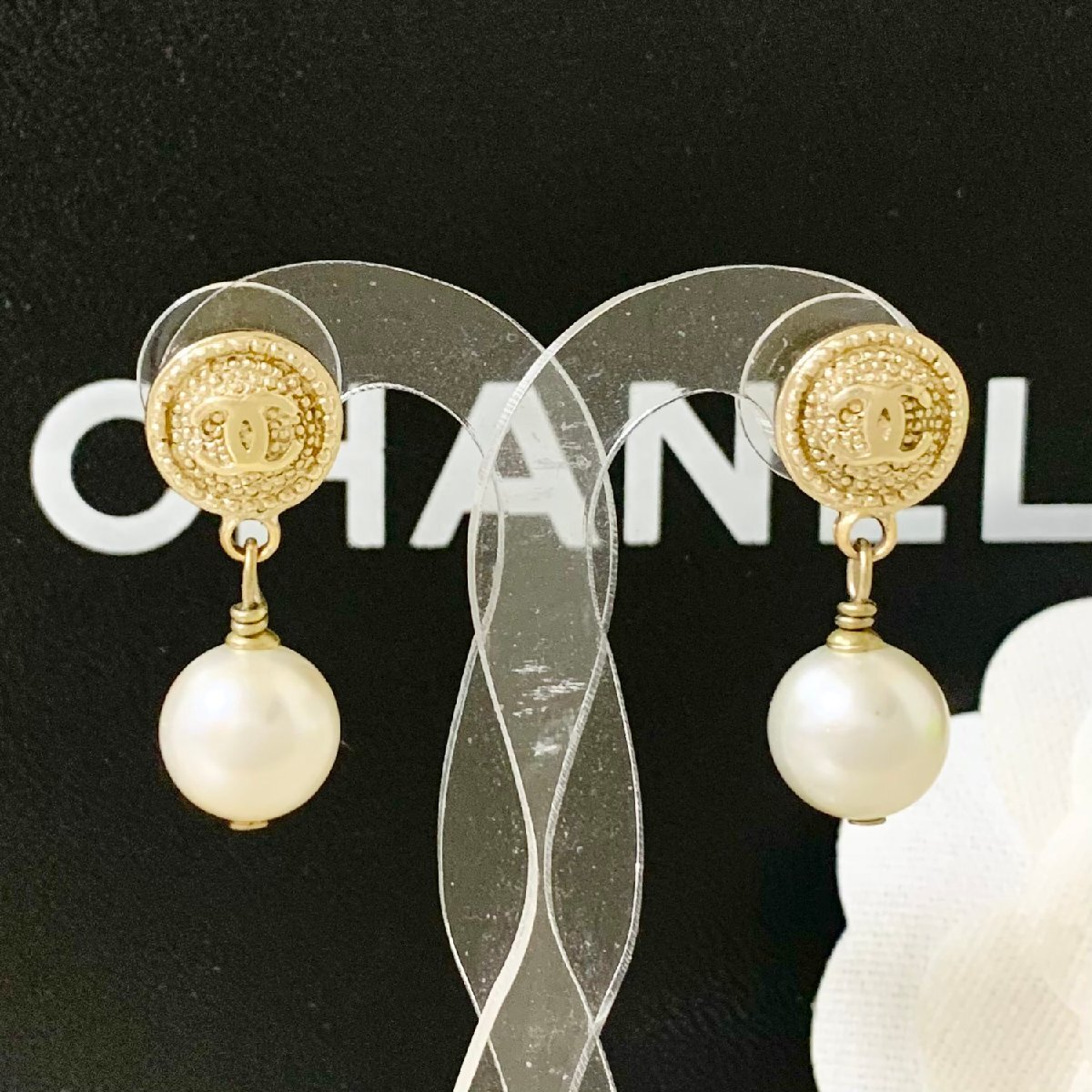 楽天市場】CHANEL シャネル ココマーク パールピアス スイングピアス