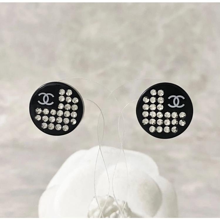 CHANEL シャネル イヤリング ココマーク ラインストーン 石 ブラック 丸 クリア 【中古】|BrandJewelry マリクルーズ