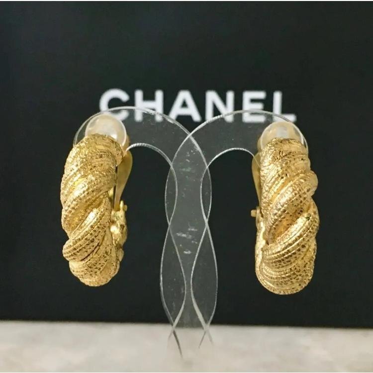 CHANEL シャネル イヤリング フープ ヴィンテージ ゴールド 金 チェーン リボン 【中古】|BrandJewelry マリクルーズ