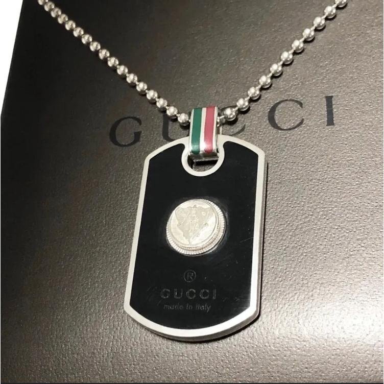 楽天市場】グッチ レザー ネックレス GUCC Iクレスト ペンダント