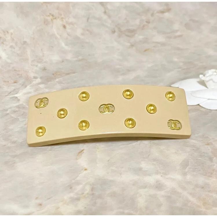 CHANEL シャネル バレッタ ピンク×ゴールド ココマーク パール 楽天市場】シャネル CHANEL バレッタ ココマーク メタル