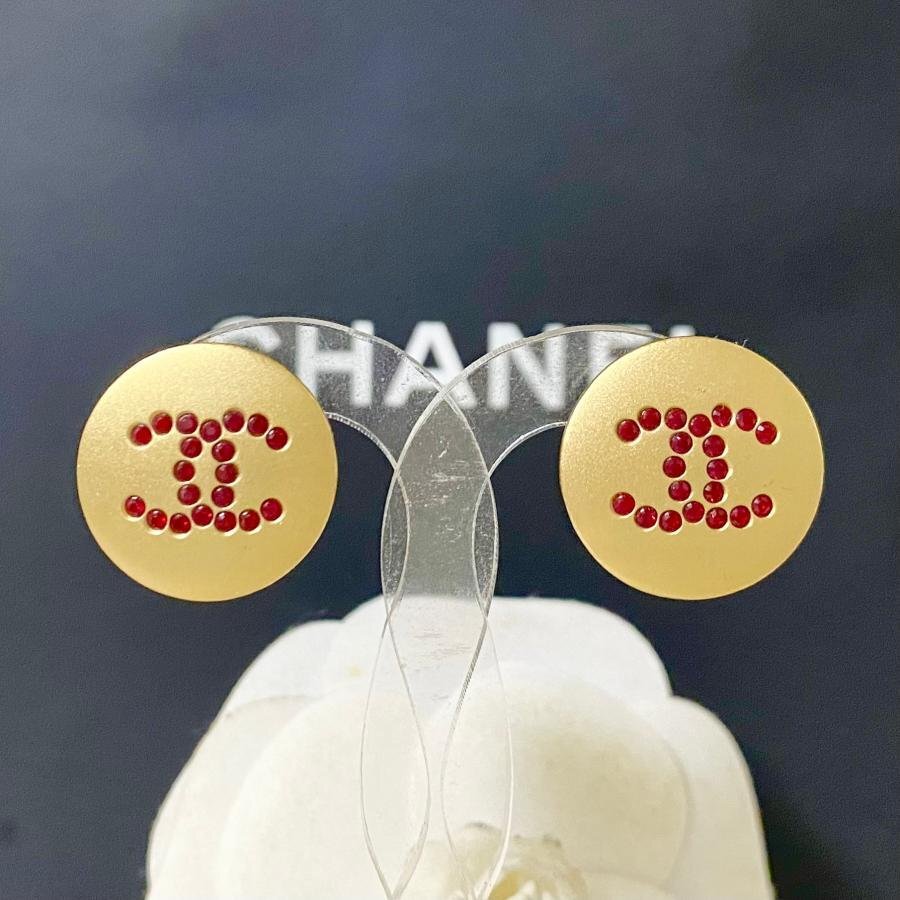 CHANEL シャネル イヤリング ココマーク レッド ストーン 丸 ゴールド 赤石 ロゴ 【中古】|BrandJewelry マリクルーズ