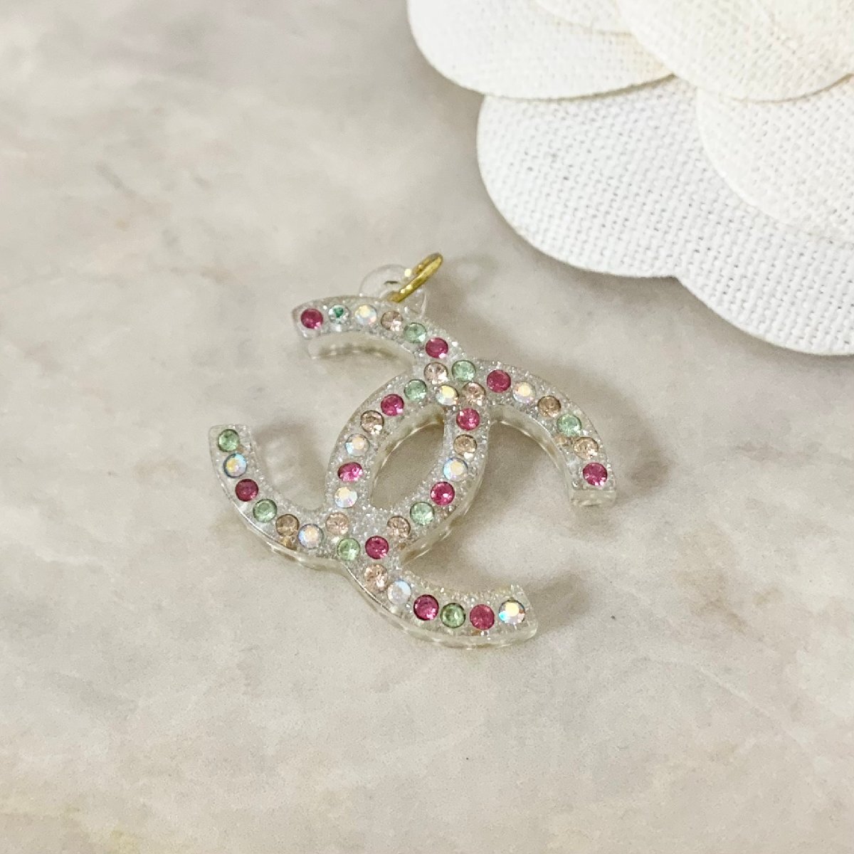 楽天市場】シャネル CHANEL スクエア ラインストーン ロゴ