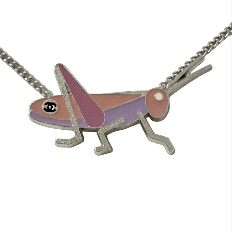 CHANEL シャネル ネックレス ココマーク バッタ 蝗 グラスホッパー 虫 カラフル ロゴ シルバー 【中古】|BrandJewelry マリクルーズ