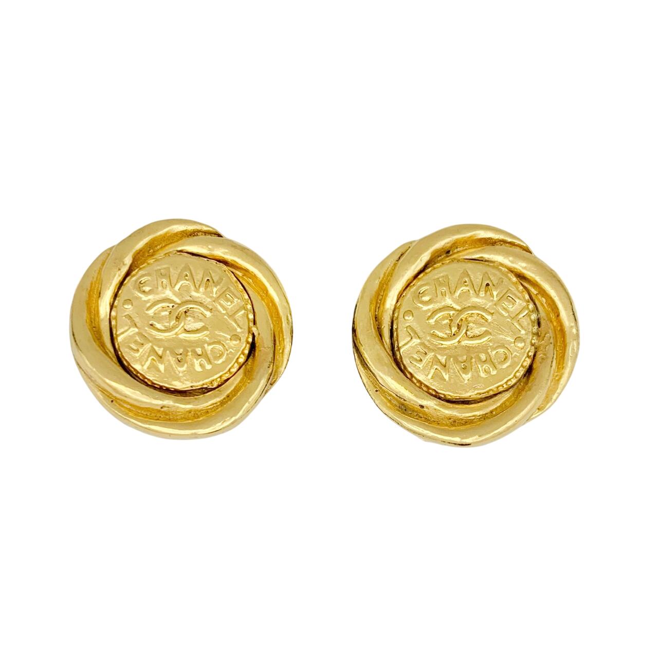 CHANEL シャネル イヤリング ココマーク 硬貨 コイン チェーン ゴールド 金 ロゴ ヴィンテージ 【中古】|BrandJewelry マリクルーズ