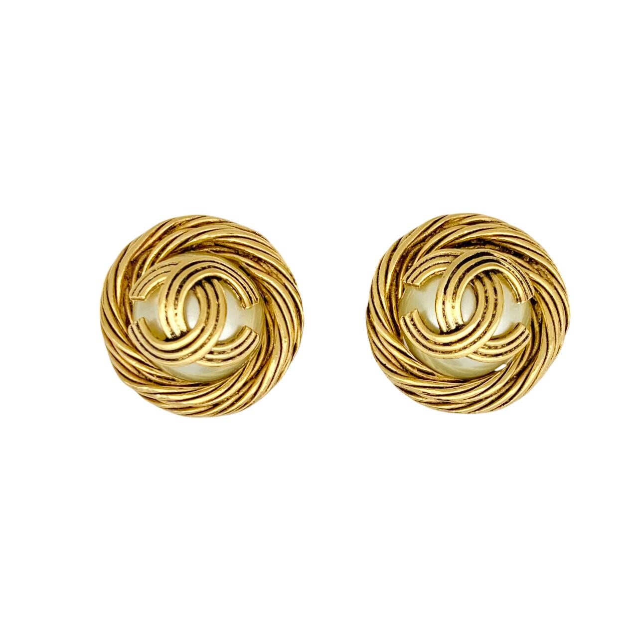 CHANEL シャネル イヤリング ココマーク パール 真珠 ゴールド 金 ロゴ チェーン ヴィンテージ 【中古】｜BrandJewelry マリクルーズ 21,384円