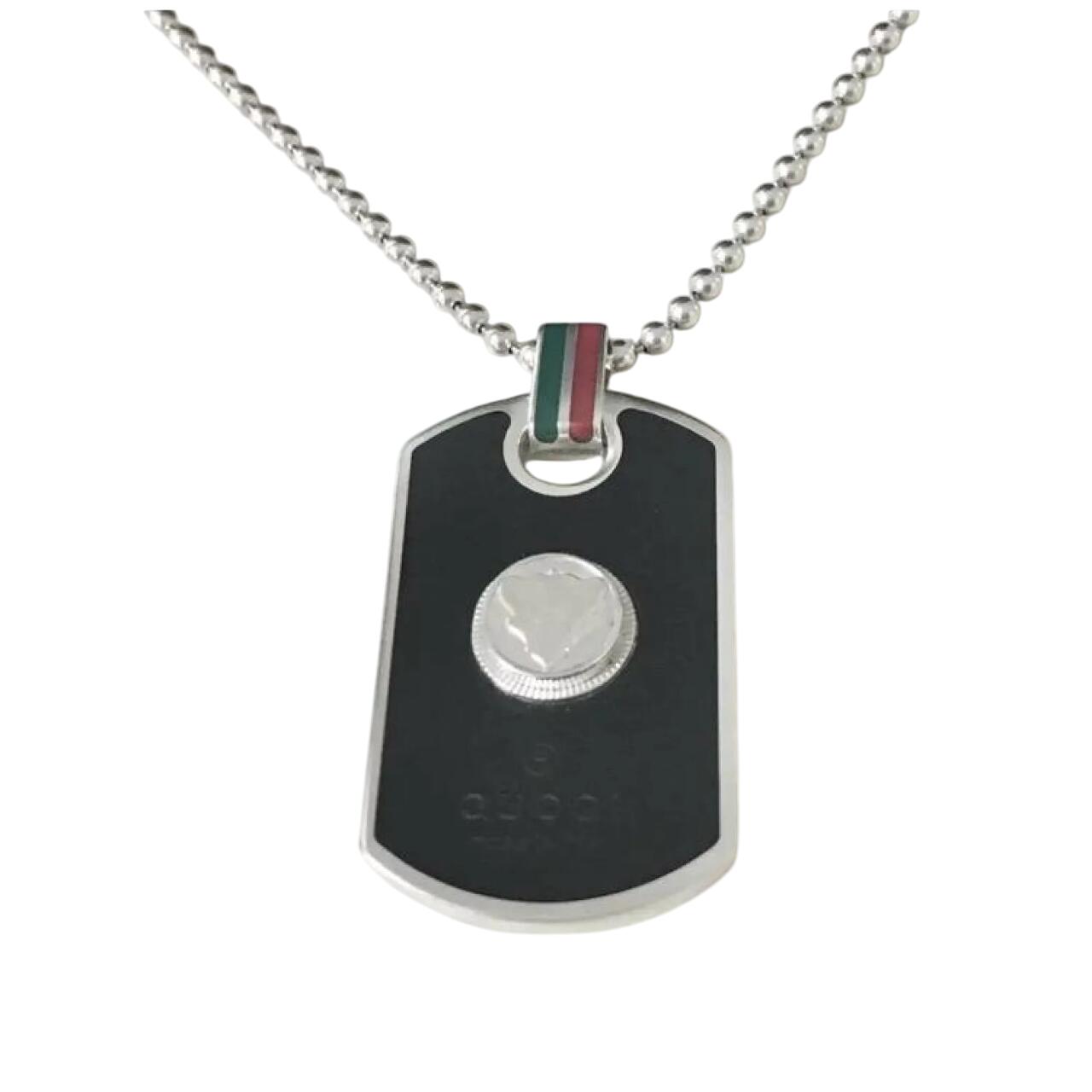 楽天市場】グッチ レザー ネックレス GUCC Iクレスト ペンダント 紋章