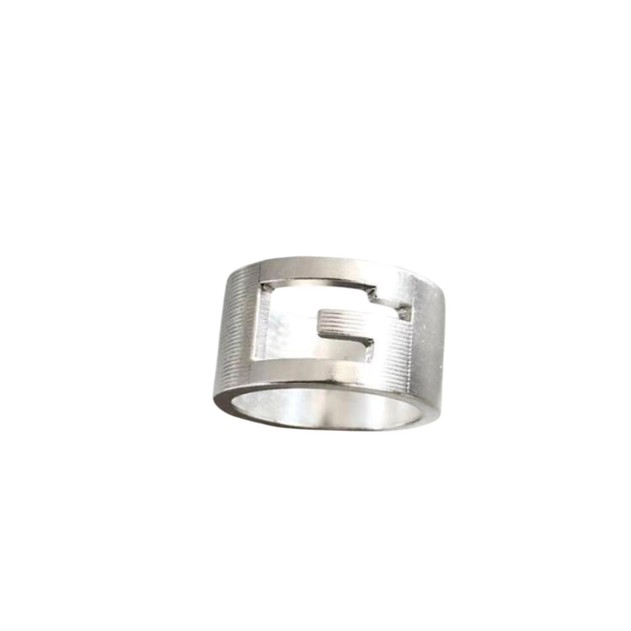 GUCCI グッチ 指環 広広とした しろがね色 銀 925 メンズ G 明けっ広げ 輪っか 【中古】