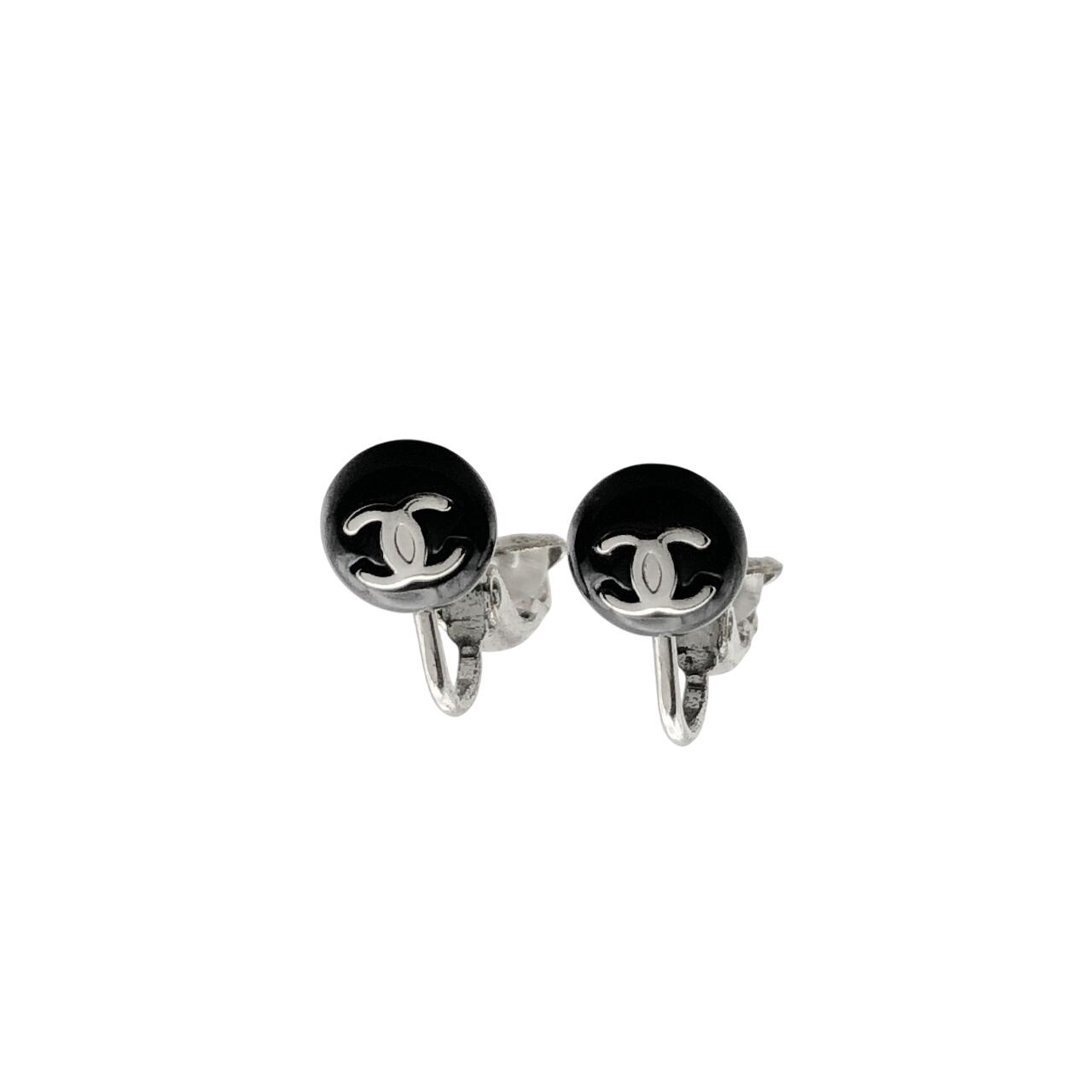 CHANEL シャネル イヤリング ココマーク 小ぶり ミニ ブラック 黒 丸 フープ シルバー ロゴ 【中古】|BrandJewelry マリクルーズ