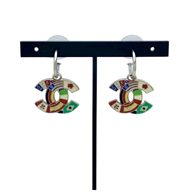 CHANEL シャネル ピアス 03A ココマーク 国旗 日本 フランス アメリカ フープ スイング シルバー ロゴ ドイツ カナダ イタリア 【中古】|BrandJewelry マリクルーズ