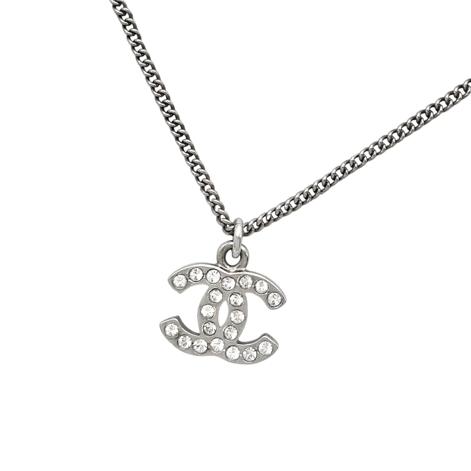 CHANEL シャネル ネックレス 10V ココマーク ラインストーン 石 シルバー ロゴ 銀 COCO 箱付 【中古】|BrandJewelry マリクルーズ