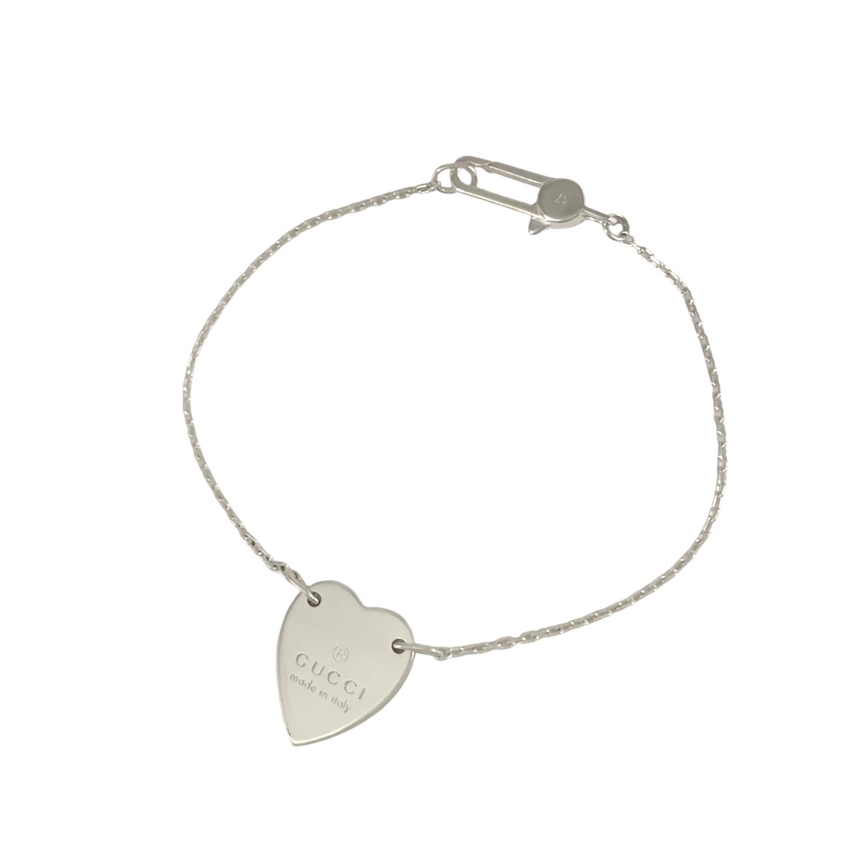 GUCCI グッチ ブレスレット ハート プレート チェーン シルバー SV 925 銀 ロゴ 【中古】｜BrandJewelry マリクルーズ 10,412円