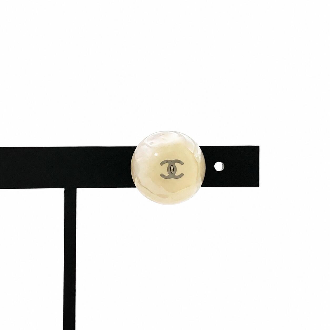 CHANEL シャネル ピアス 99P 片方 ココマーク マーブル ドーム 丸 ゴールド シルバー 銀 ロゴ 片耳 【中古】|BrandJewelry マリクルーズ