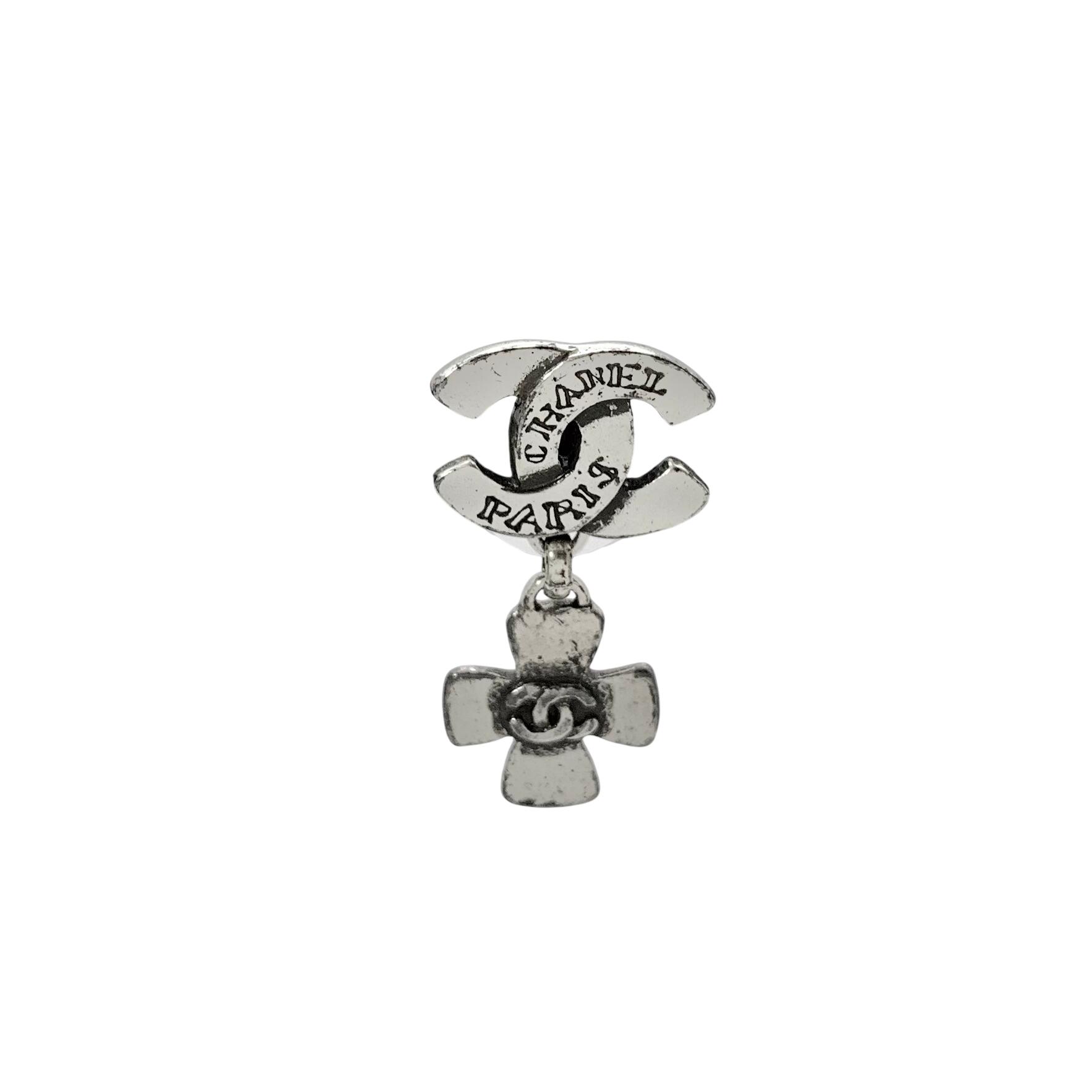 CHANEL シャネル ピアス 片方 99A ココマーク スイング クロム チャーム 付け替え ロゴ クロス 十字架 カンボン シルバー 銀 ヴィンテージ 片耳 【中古】｜BrandJewelry マリクルーズ