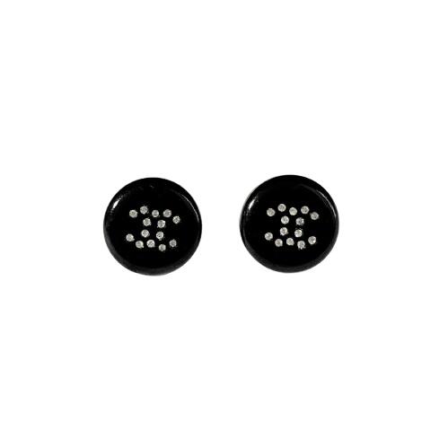 CHANEL シャネル ピアス 05V ココマーク 丸 ラインストーン 石 ボタン ブラック 黒 シルバー 銀 ロゴ 【中古】|BrandJewelry マリクルーズ