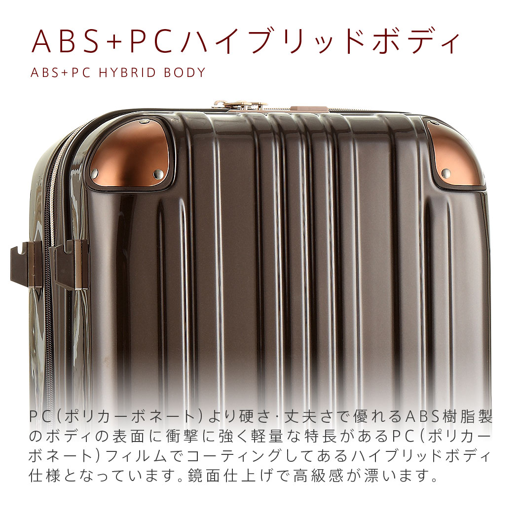 完璧 軽量ポリカーボネート ABS 鏡面加工ハードケース 5096-58 旅行用