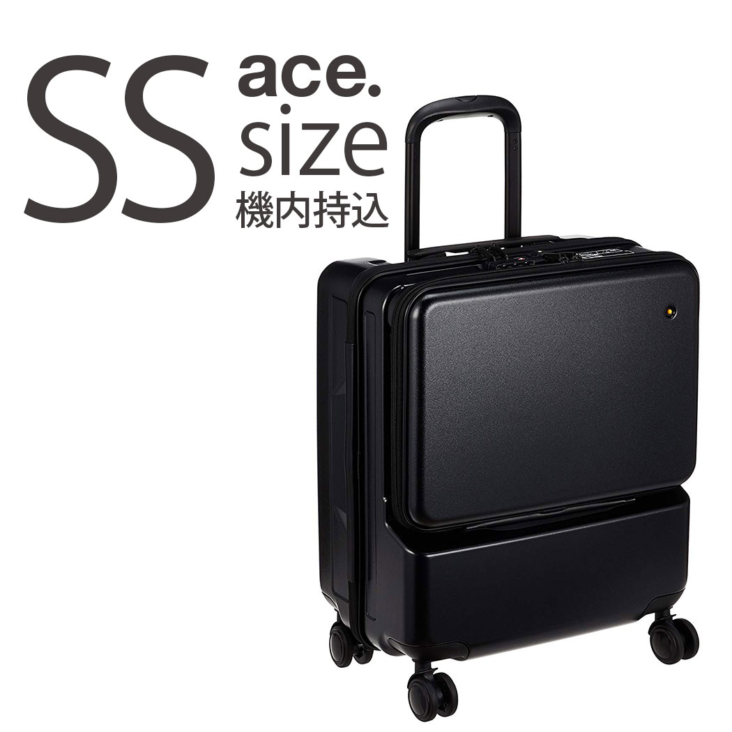 ace.gene キャリーバッグ 2輪 大容量 機内持込み可　ブラック ace. GENE LABEL エース ジーン スーツケース 機内持ち込み 軽量
