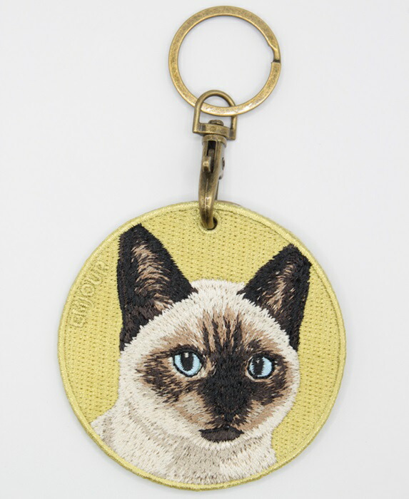 楽天市場】猫キーホルダー シルク両面刺繍 さびネコ キャット ネコ