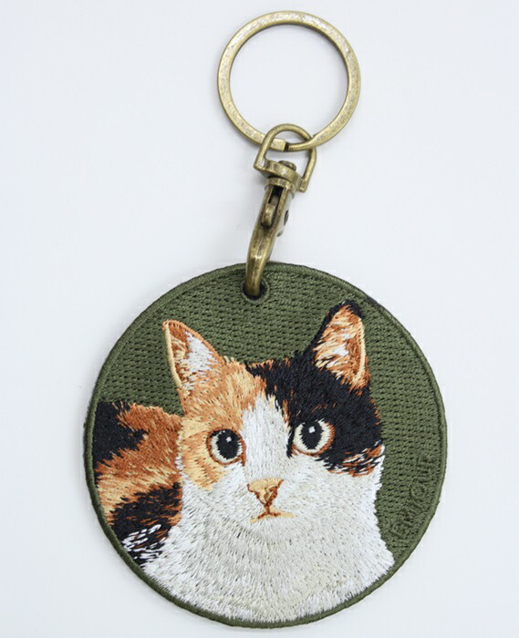 キーホルダー 猫 刺繍 ワッペン ネコ ネコ柄 アニマル チャーム