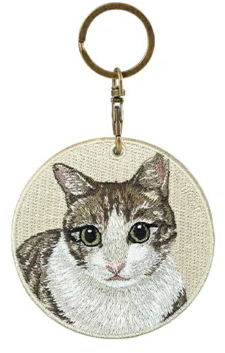 キーホルダー 猫 刺繍 ワッペン ネコ ネコ柄 アニマル チャーム