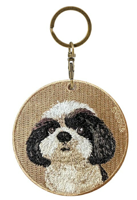 楽天市場】シルク両面刺繍 犬キーホルダー チン 狆 ドッグ