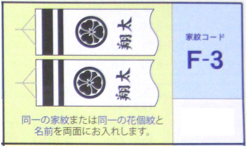 徳永こいのぼり 家紋同一の家紋と名前(鯉のぼりサイズ