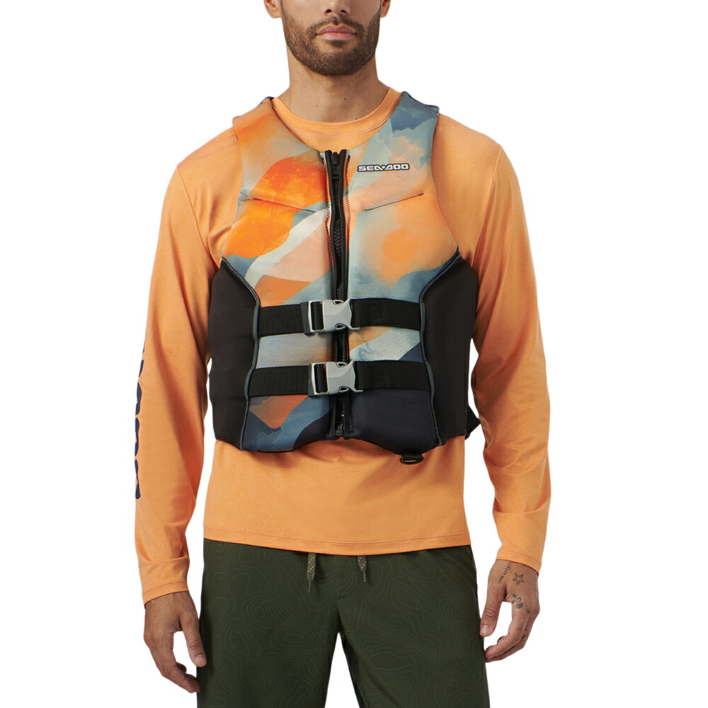 SEA-DOO（シードゥ）ライフジャケット ネオプレン（ユニセックス）Airflow Sunset PFD（オレンジ）＃285988　JCI認定型（PWC）ライフベスト｜Ｍａｒｉｎｅ Ｄａｙｓ