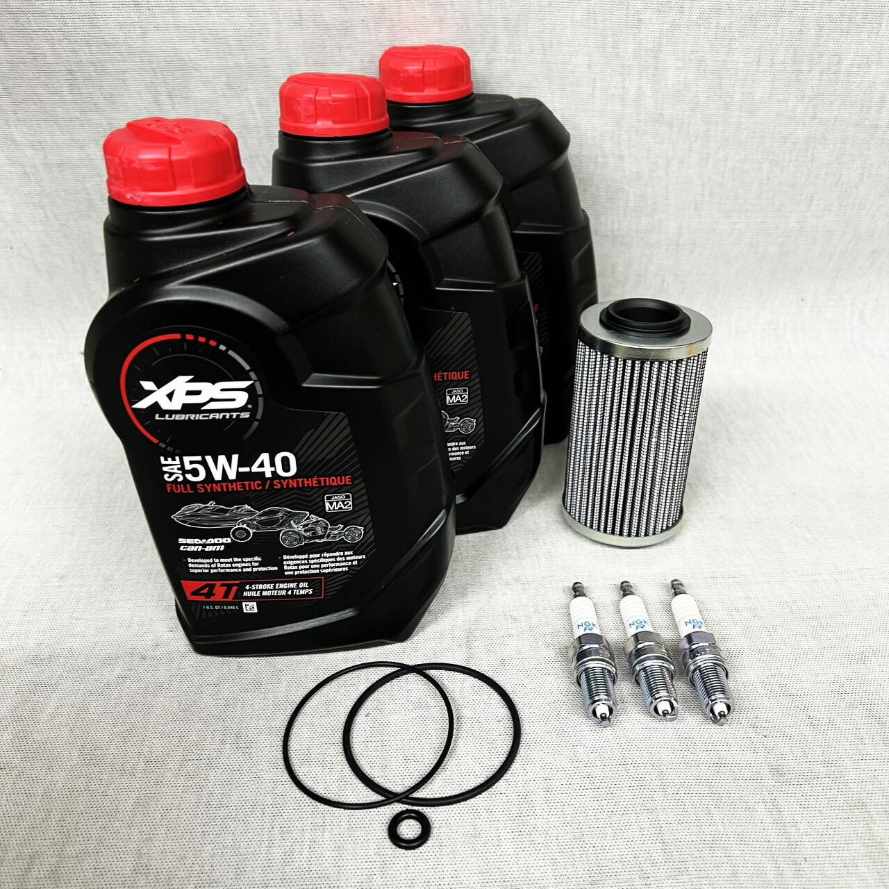 SEA－DOO（シードゥ）メンテナンスセット 300馬力用 *オイル×3本・社外品フィルター・プラグ(KR9E-G)×3本・ 社外Oリング付き (OIL-S4433-SET) *メンテナンス*オイル交換セット