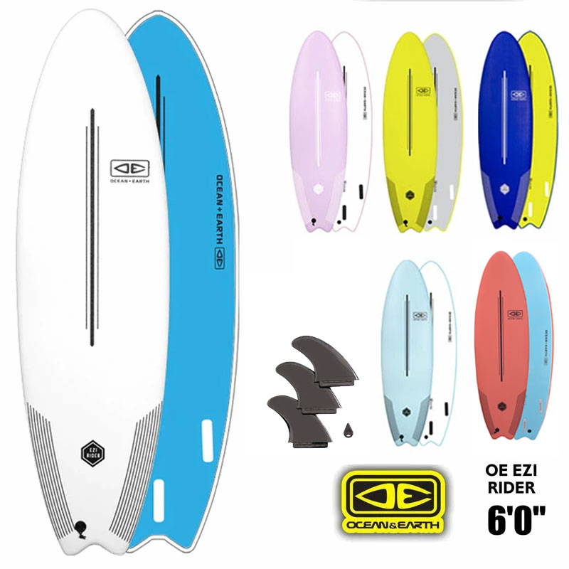 【マラソン ポイント 最大 32倍】 ソフトボード 送料無料 代引き*同梱不可 OCEAN&EARTH EZI RIDER SOFT BOARD 6'0 サーフボード 初心者用 大人子供 キッズ おすすめ ショートボード サーフィン ホワイト イエロー ピンク ブルー ネイビー パステル｜伊豆下田海の目の前 白浜マリーナ 32,890円