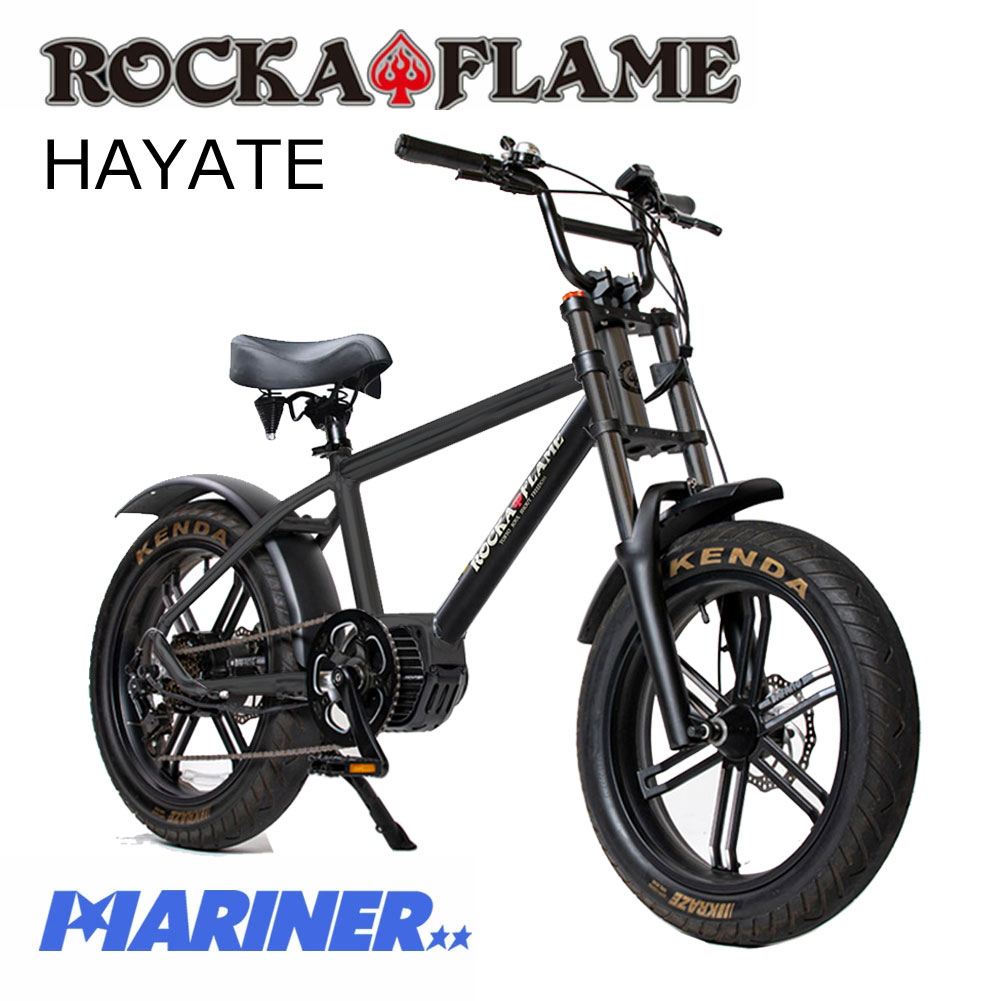 電動アシスト付き自転車 ロカフレーム Flame Hayate Rocka E Bike おすすめ イーバイク オシャレ ギフト クリスマス サーフィン ハヤテ バイク ビーチクルーザー ブラック マットブラック メンズ 人気 記念日 誕生日 黒 63 Off ハヤテ