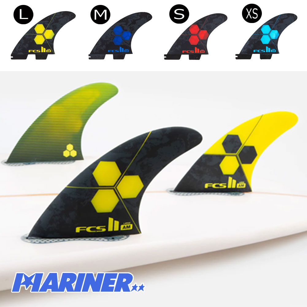 【マラソン ポイント 最大 32倍】 FCS2 AM PC Tri Set Merrick's signature template エフシーエスツー エーエム シェーパーズシリーズ アルメリック XS S M L 大人 SMALL MEDIUM LARGE GLOM 子供 グロム サーフィン ショートボードフィン|伊豆下田海の目の前 白浜マリーナ