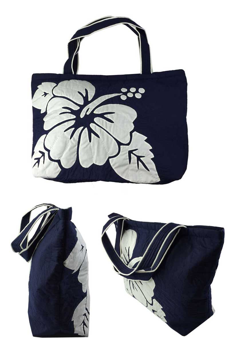 Shirahama Mariner Hawaiianquilt Hawaiian Quilt Bags Hibiscus Hawaiianquilt Hawaiian Quilt Bags Hibiscus Pattern Square Tot Bag Large Navy Las Back Gadgets Fs04gm