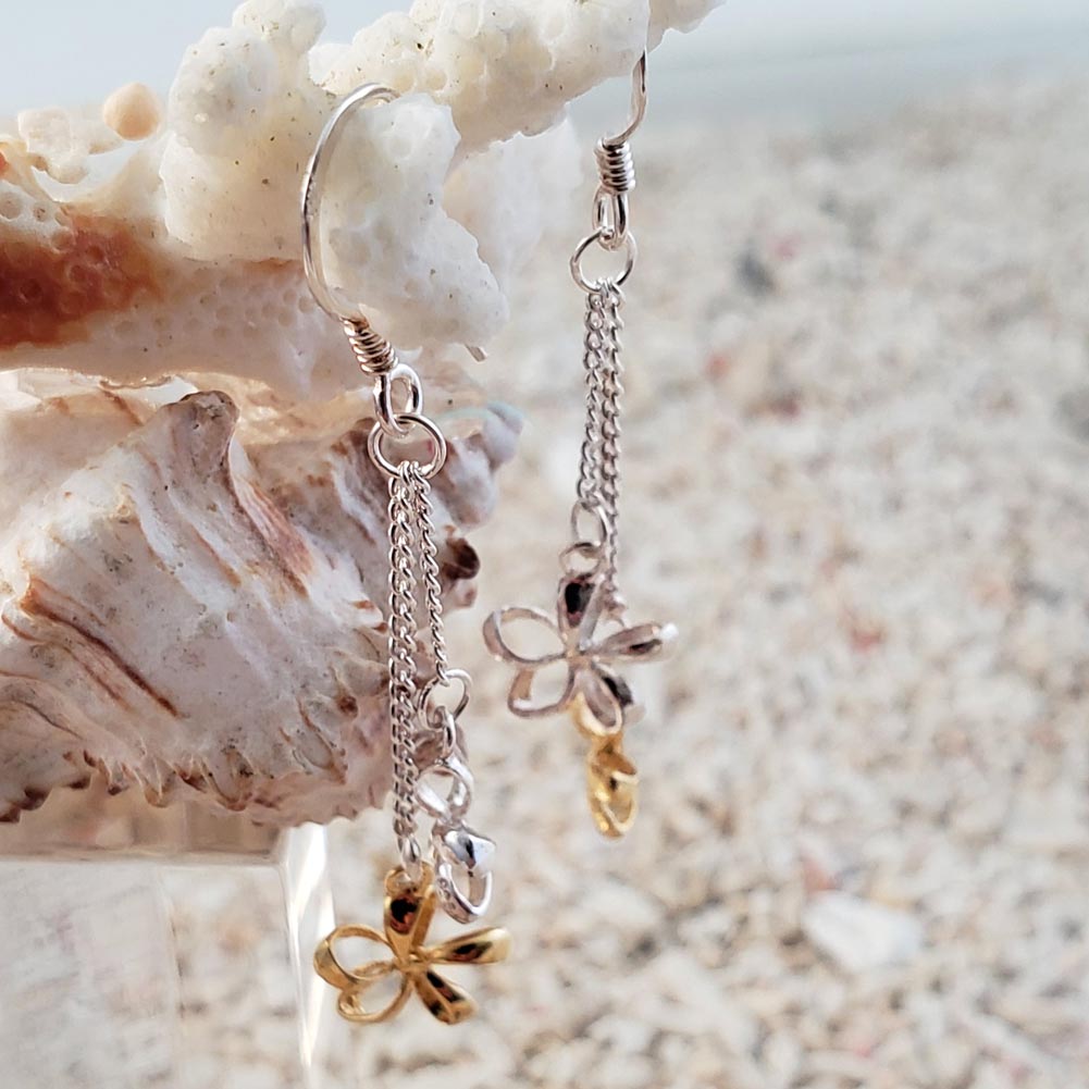 市場 平日13時までのご注文は当日発送 ピアス シルバーピアス チェーン ハワインアクセサリー ハワイアンジュエリー オープンプルメリア フックピアス