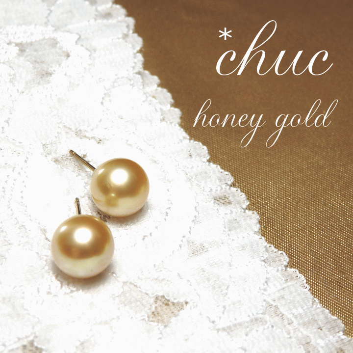 Chicハニーゴールド・パールピアス（10mm）白蝶真珠ピアス orイヤリング[南洋ゴールド]｜Ｍａｒｉｏｎ　Ｊｅｗｅｌ
